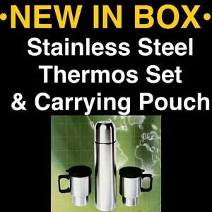 • NEW IN BOX Hercules 4-Pcs Stainless Steel Thermos Set & Carry Pouch ($15 OBO)